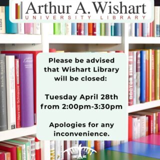 📢 Notice to Students, Staff, and Faculty:

The Wishart Library will be closed on Tuesday, April 28th from 2:00 PM to 3:30 PM.

We apologize for any inconvenience this may cause and appreciate your understanding. The library will reopen at 3:30 PM, and we’ll be ready to assist you with all your library needs.

Thank you!